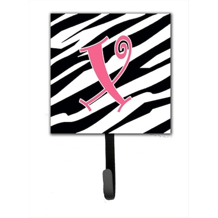 Carolines Treasures 4.25 x 6 in. Letter X Initial Monogram Zebra Stripe and Pink Leash Or Key Hook CJ1037-XSH4